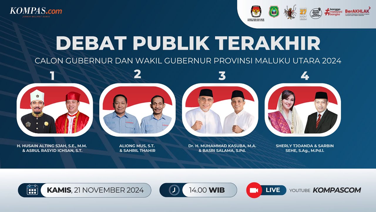 LIVE - Debat Publik Terakhir Calon Gubernur dan Wakil Gubernur Maluku Utara 2024