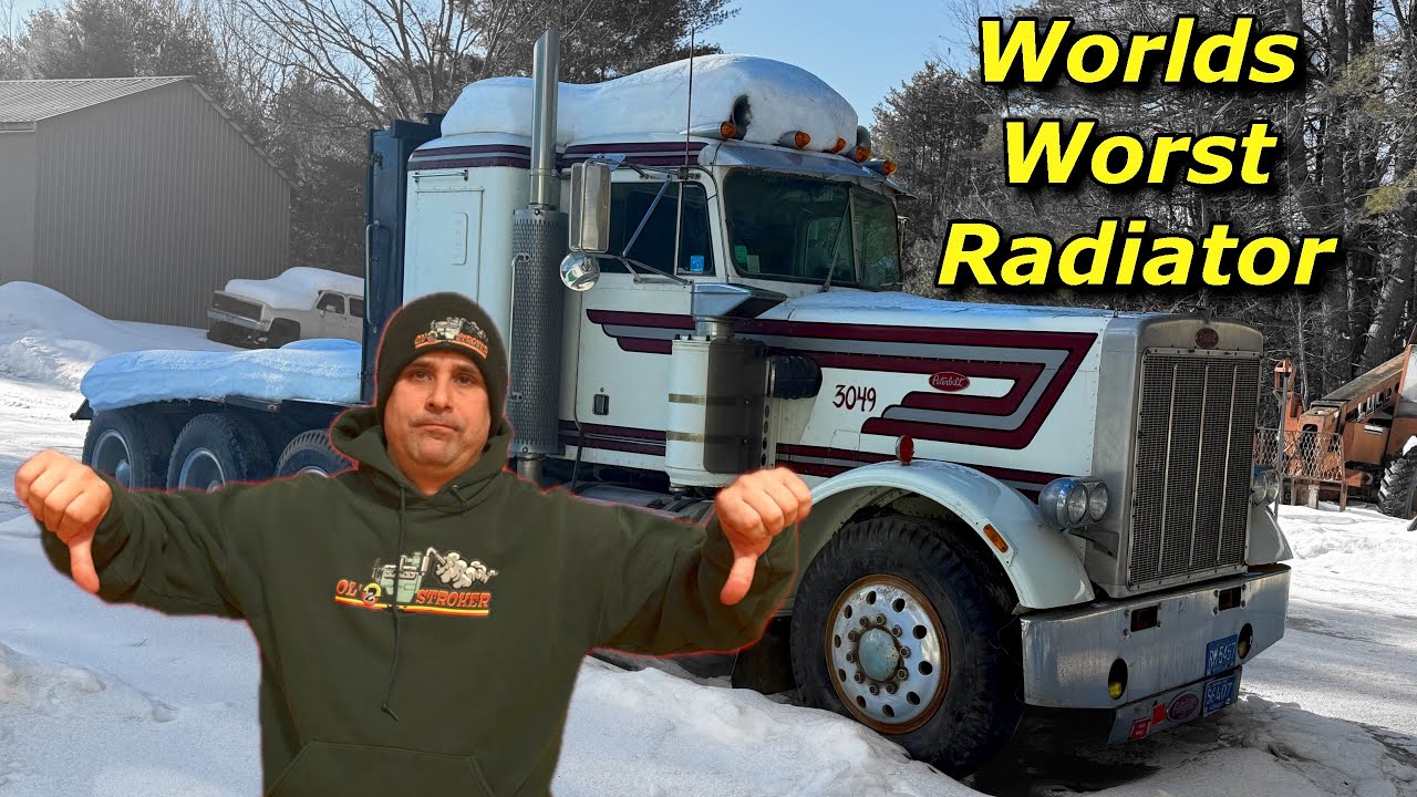 V12 Peterbilt 359 Barn Find has the worst radiator I've ever seen.