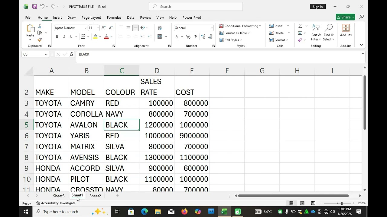 PIVOT TABLE IN EXCEL(USE A EAR PIECE PLS) #excel #tutorial 