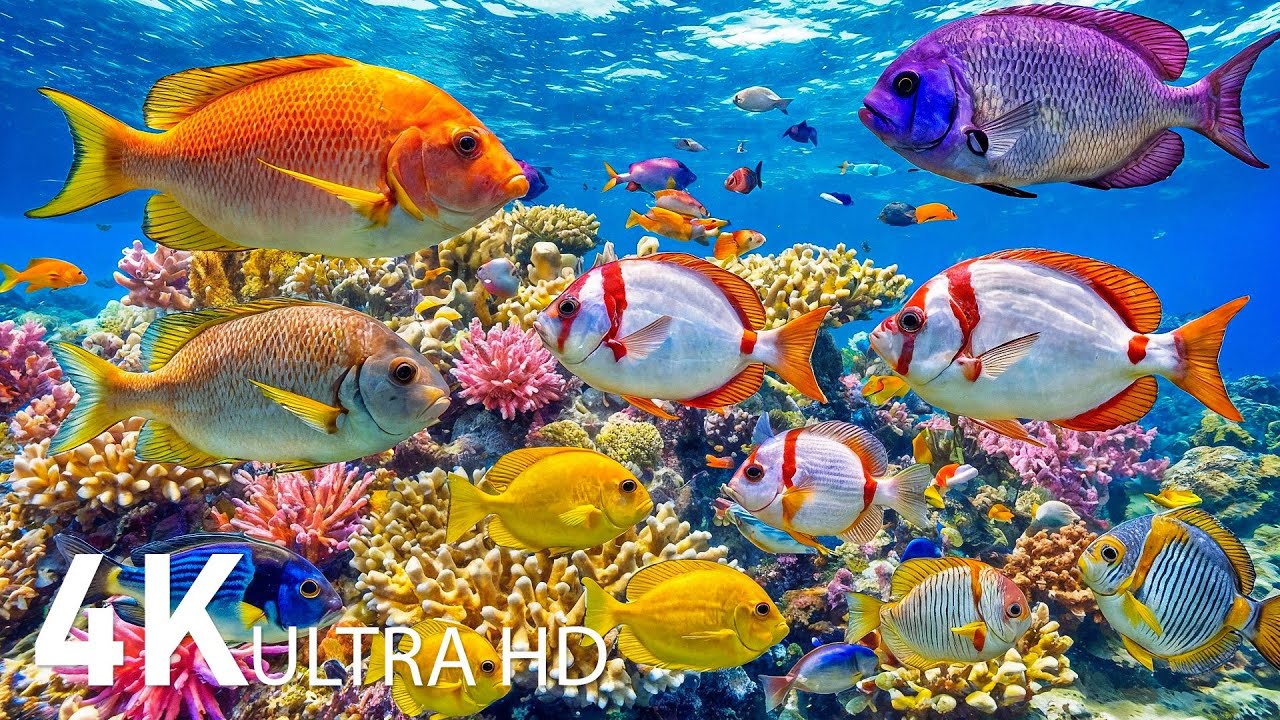 Аквариум мечты 4K — Спокойные морские пейзажи с нежной морской жизнью и успокаивающими звуками аквар