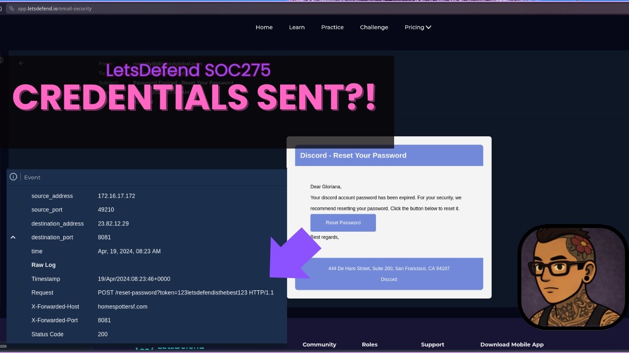 Phishing Reset Link Leads to Credential Theft | Let’s Defend SOC275 Investigation