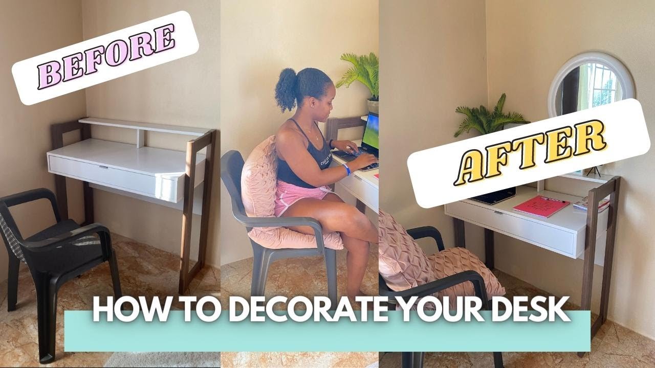 How to decorate a Desk | Decorate with me | DESK DECOR | NickyXO