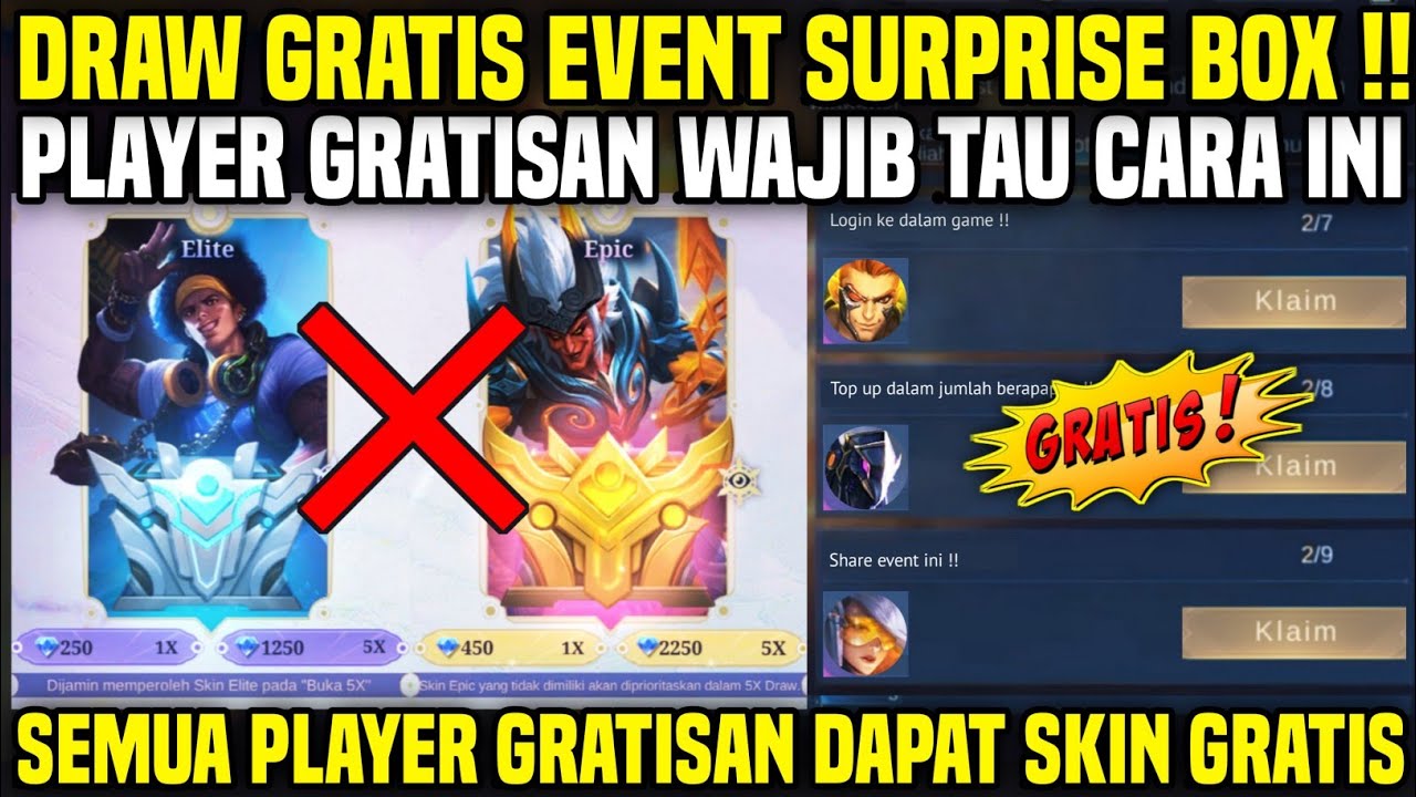 JANGAN DRAW DULU ! CARA DRAW SECARA GRATIS EVENT SURPRISE BOX & KLAIM SKIN GRATIS TANPA TOP UP MLBB