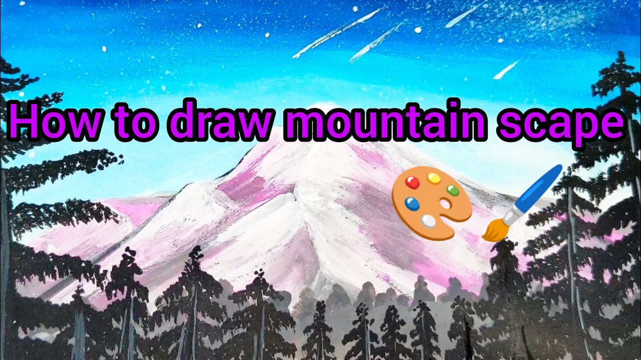 How to paint Mountain scape || step by step tutorial painting || poster colours painting 