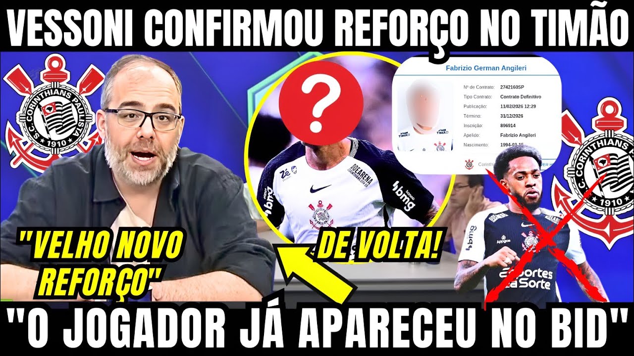 VESSONI CONFIRMOU VELHO NOVO REFORÇO DE VOLTA AO CORINTHIANS E JÁ APARECE NO BID PARA REESTRÉIA 