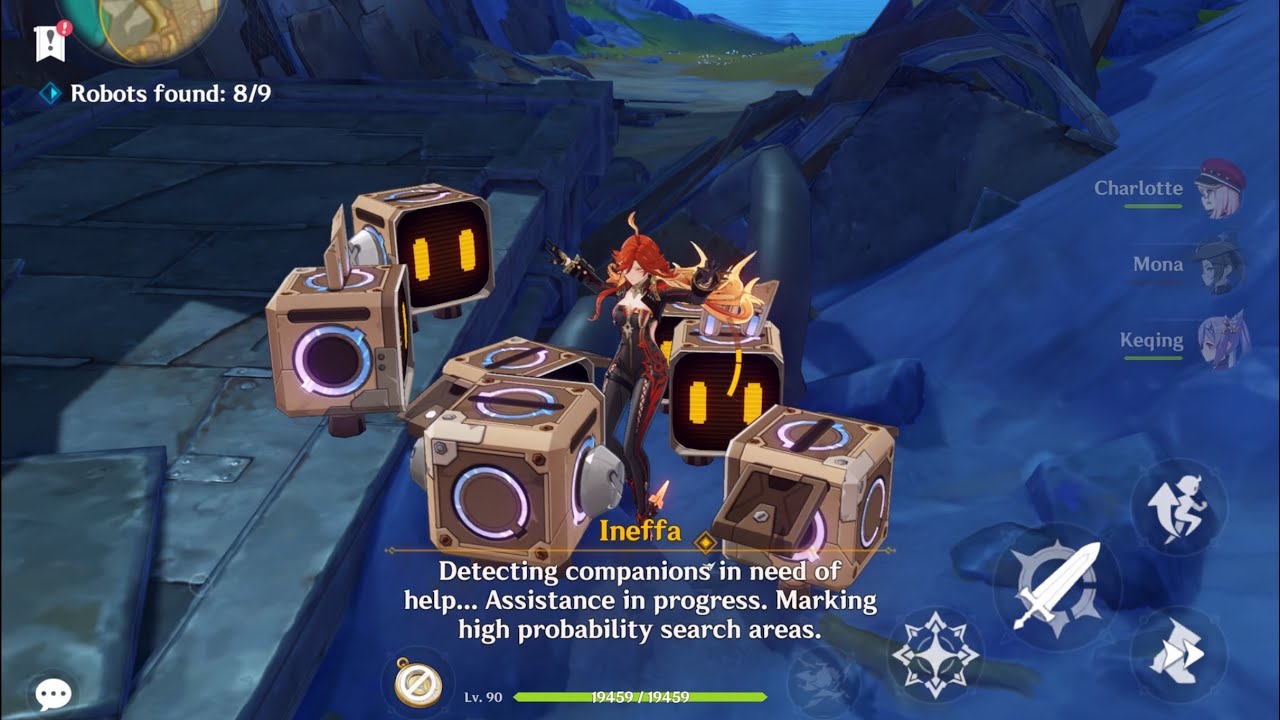 Help Ineffable out of the Jam she is in Robots found: 0/9 Genshin Impact 