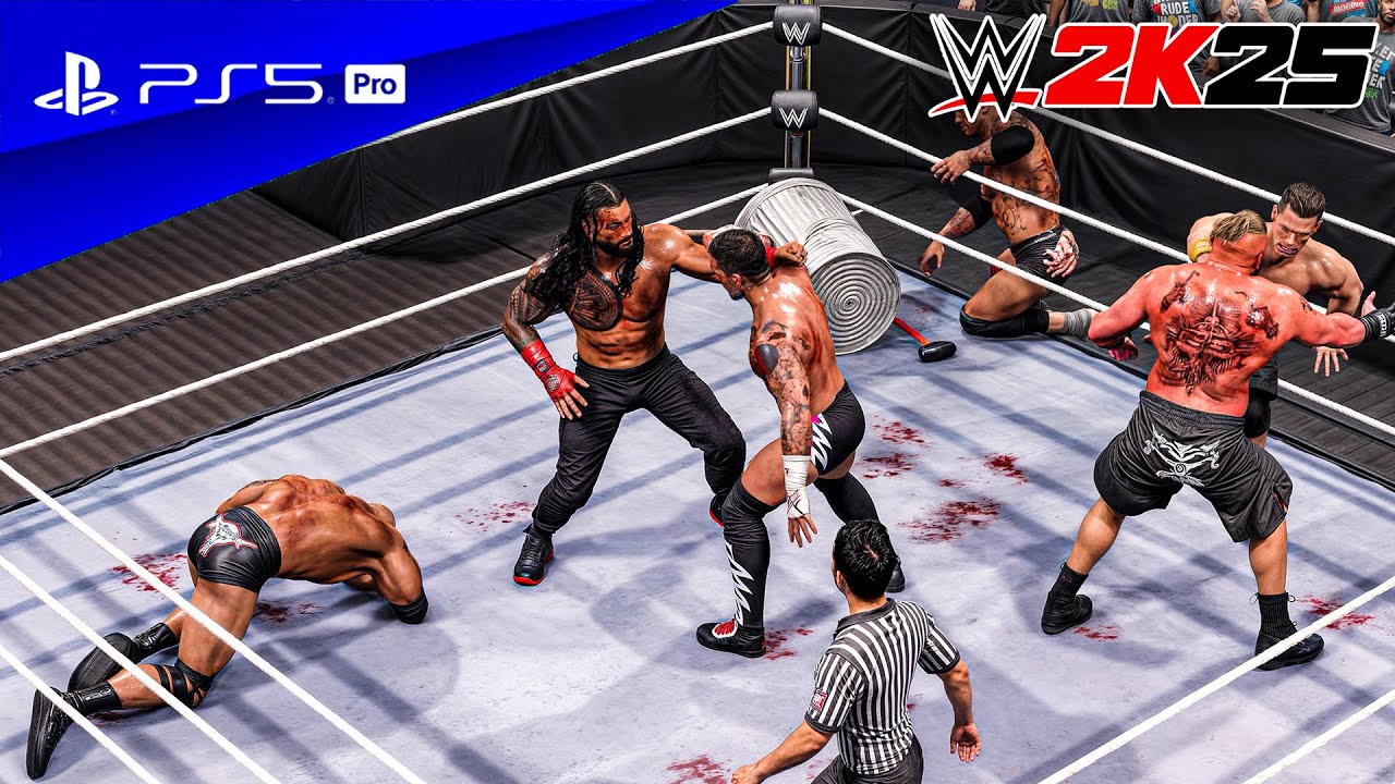 WWE 2K25 — матч на выбывание из 8 человек (Сина, Ортон, Батиста, Рейнс, Рок, Трипл Эйч, Леснар, C...