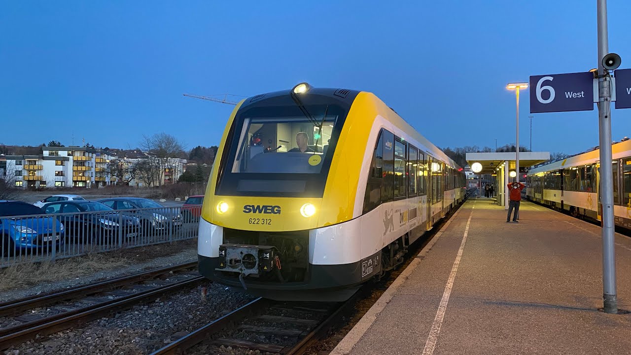 Mitfahrt im SWEG Lint 54 Br 622 von Burladingen nach Hechingen bei Dämmerung