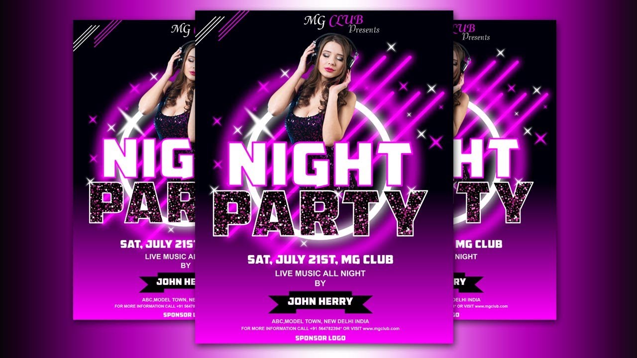 How To Design Night Party Flyer Design - CorelDRAW Tutorial