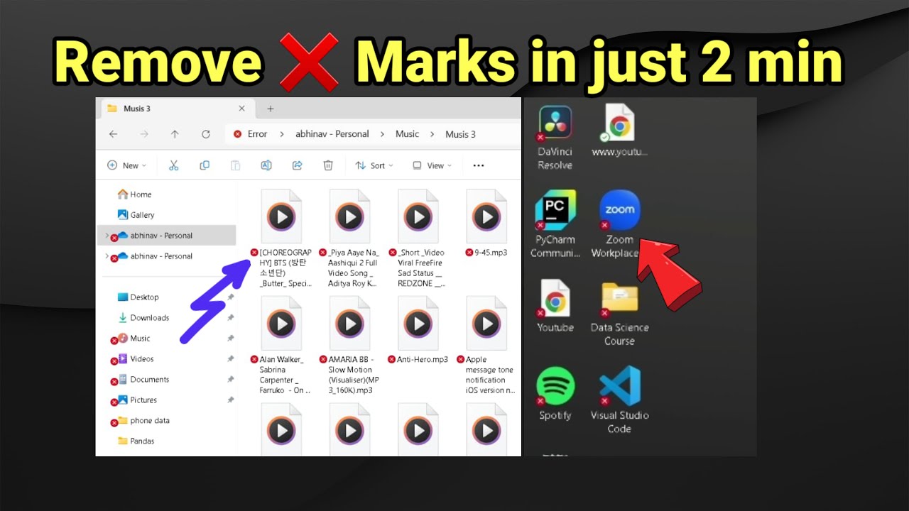 How to Remove Red Cross Marks❌ in Windows File Explorer & App Icons | Fix Sync & Shortcut Errors