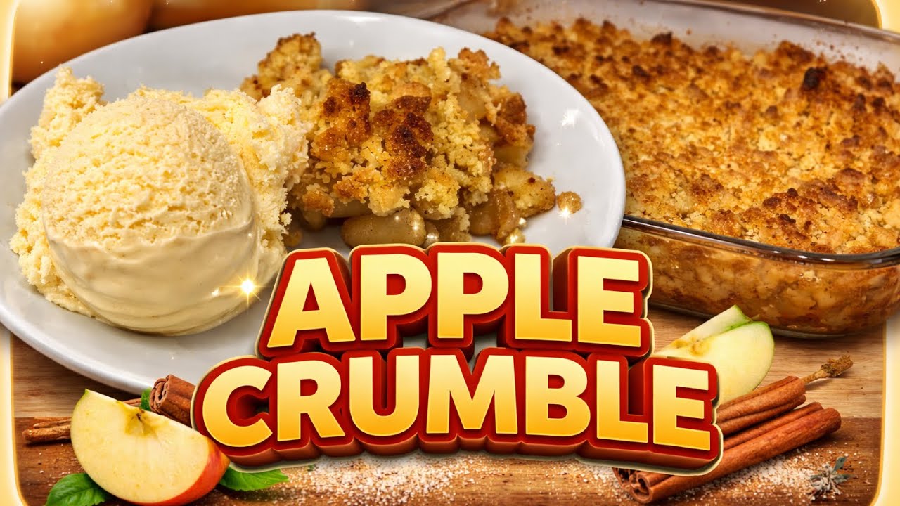 Apple crumble with ice cream or custard… which team are you? 🍎🍦👇#applecrumble  #authenticflavors