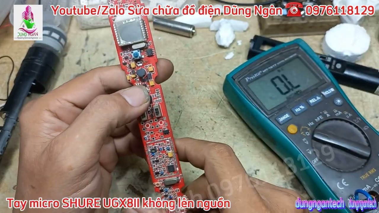 Sửa chữa tay micro không dây SHURE UGX8II không lên nguồn, xử lý bổ sung các chi tiết cần và đủ