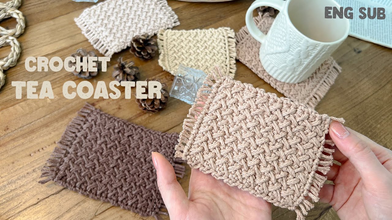 [ENG SUB]  자투리실의 쓸모있는 재탄생! 뚝딱만드는 내추럴한 티코스터 ❤️ making crochet tea coaster good as a gift🎁