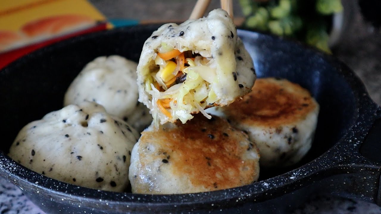 Ep-608 ซาลาเปางาดำ  ไม่ต้องนึ่ง ไม่ต้องนวด แป้งนุ่มหนึบอร่อยมาก-Vegan steamed bun- mineสะใภ้ตุรกี