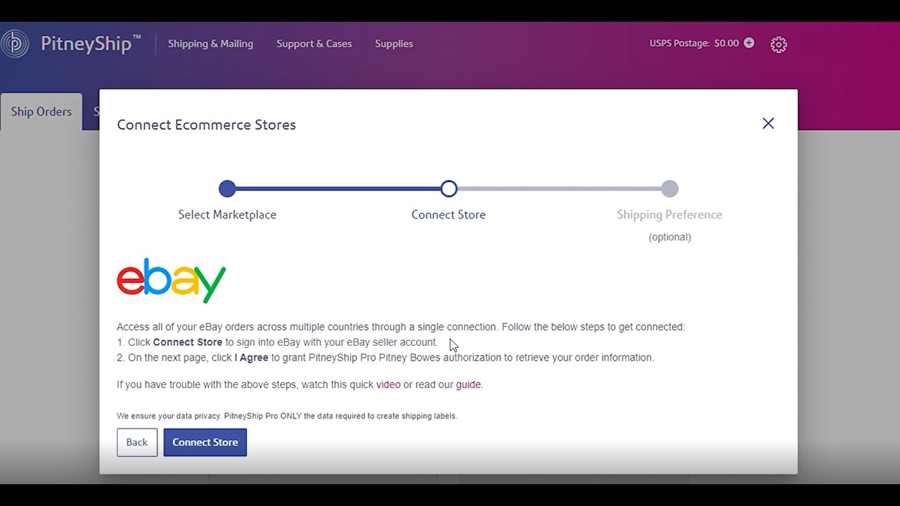 Connecting your eBay store to PitneyShip