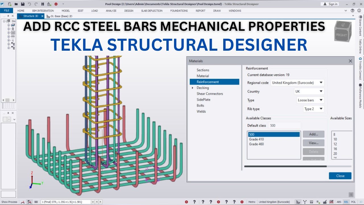 Add RCC Steel Bars Mechanical Properties in Tekla Structural Designer FAST!