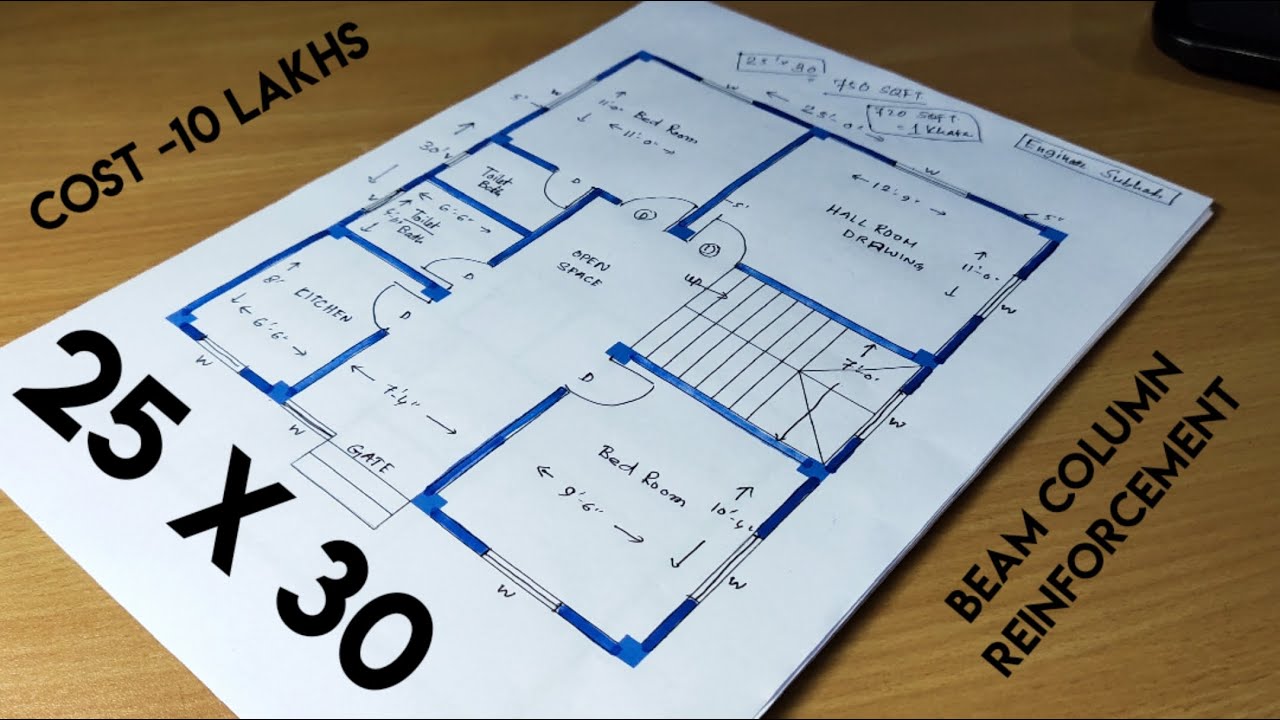 25 x 30 square feet house plan II 25X30 GHAR KA NAKSHA II 25X30 HOUSE PLAN II NORTH FACE