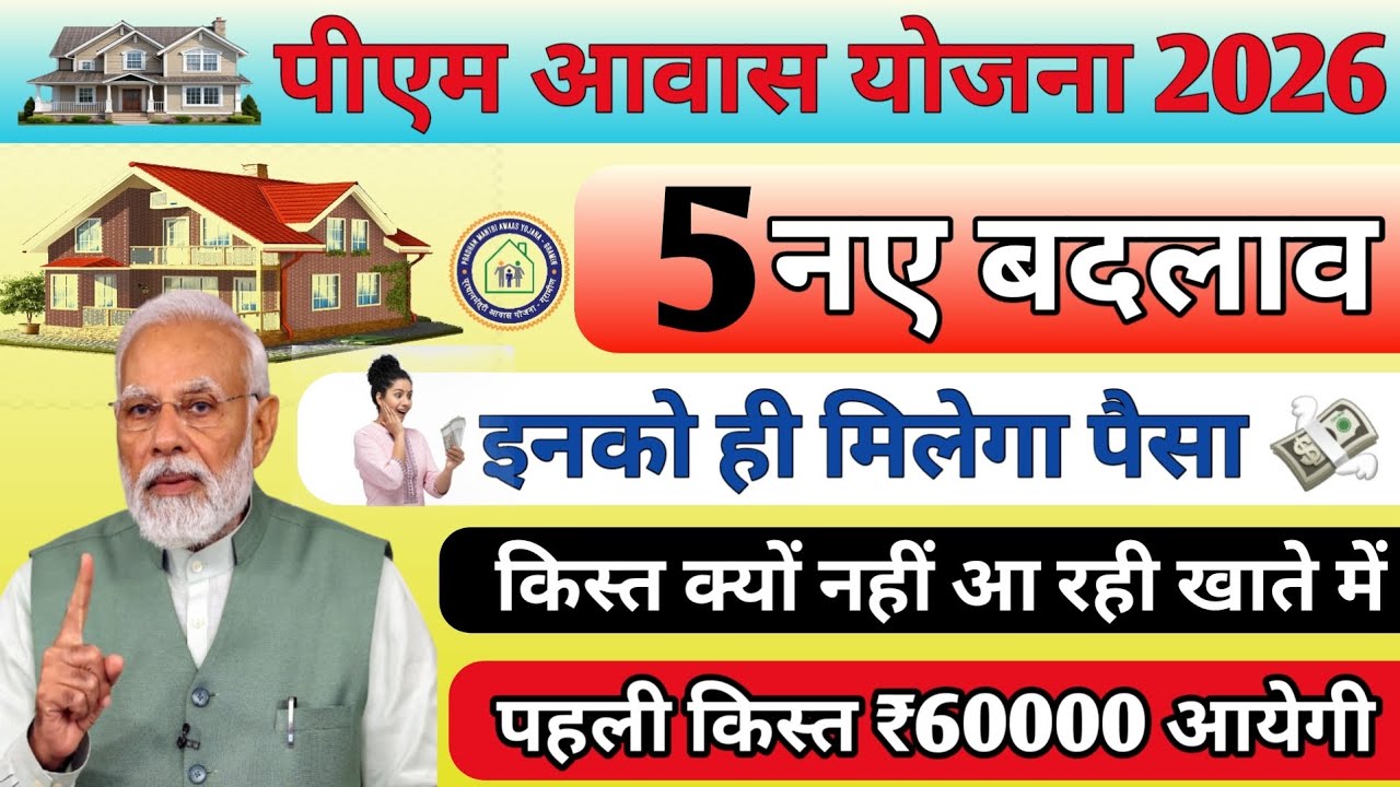 ​PM Awas Yojana 2026: पहली किस्त कब आएगी? | PMAY 2.0 पहली किस्त ₹60,000 की तारीख!