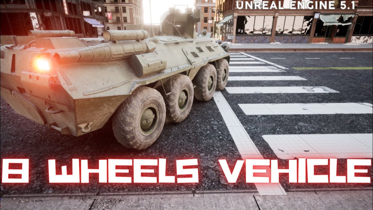 UE 5.1 - Vehicle Movement (8 Wheels, Turret, Headlights, Brake Lights)