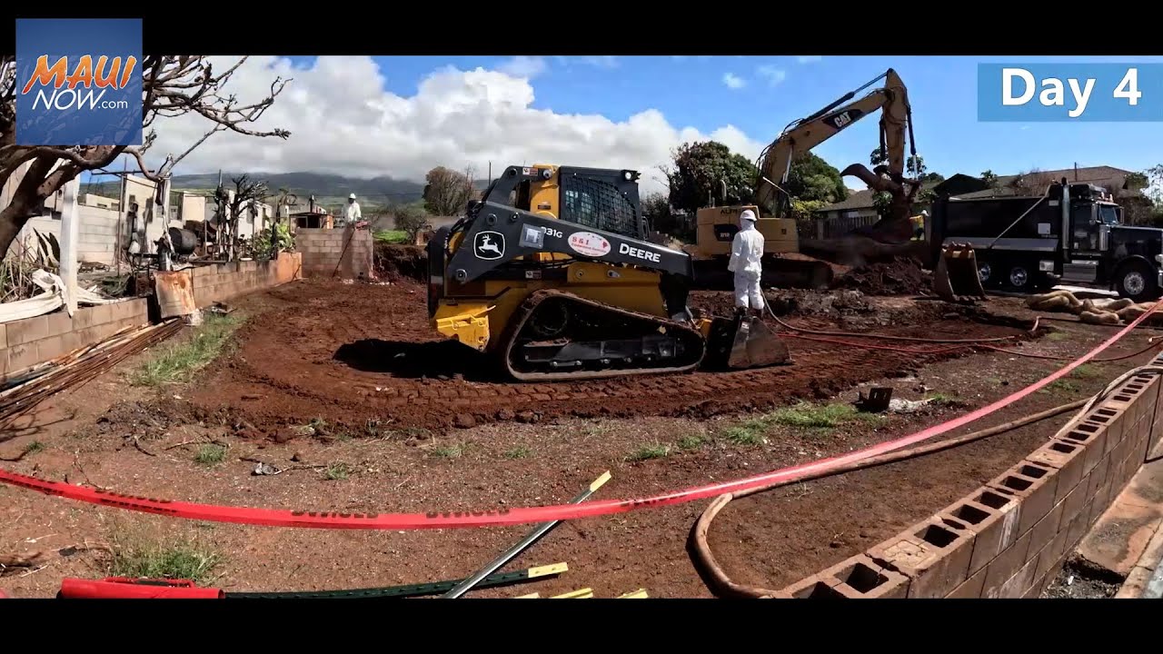 Time lapse - wildfire debris removal from residential property in Lahaina, Maui