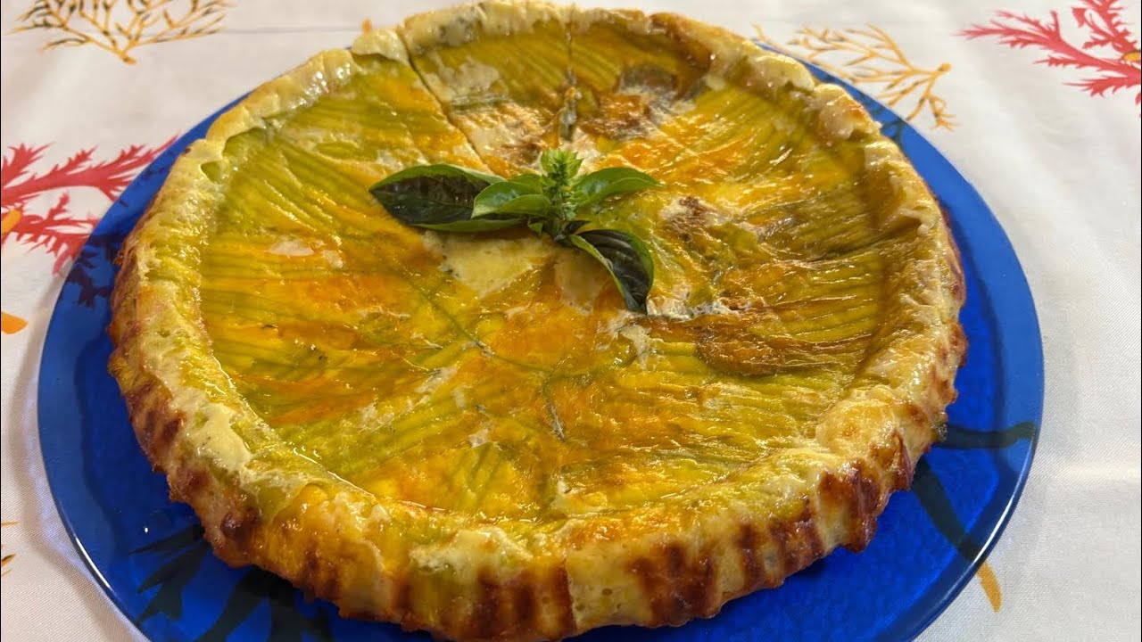 Torta salata con fiori di zucca 