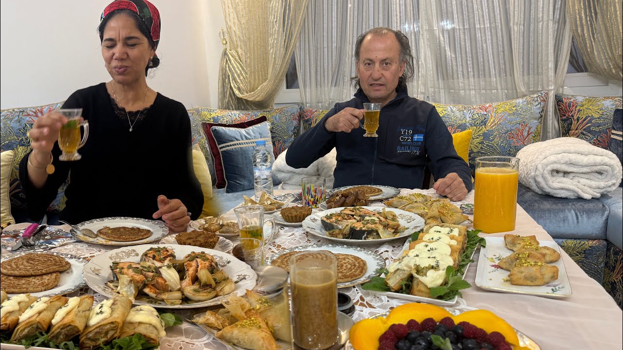مائدةافطار17رمضان مخنفر بلا دقيق خفيف ريشة#بريوات الروز والمكسرات#بريوات الكروفيت#السلمون مع البسباس