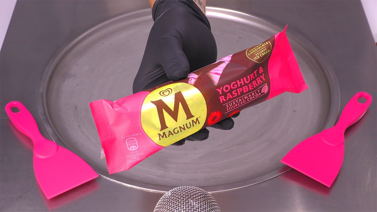 Ice Cream Hack: how to turn Magnum Yoghurt & Raspberry to pink Ice Cream Rolls - Food Transformation