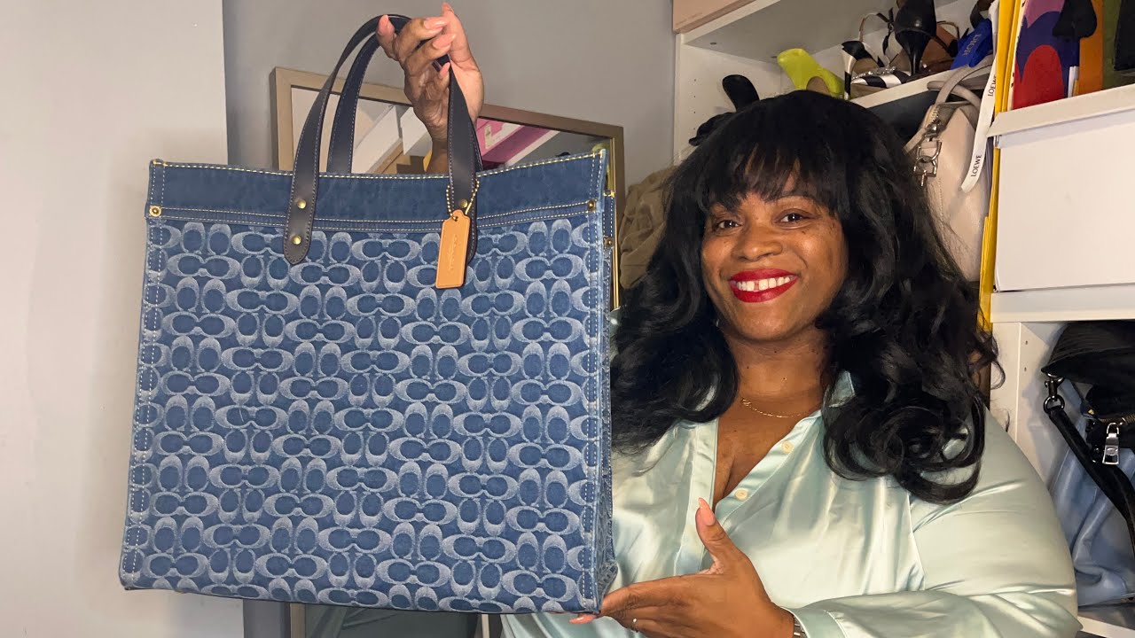 Coach Unboxing: Coach Field Tote 40 in Denim Logo