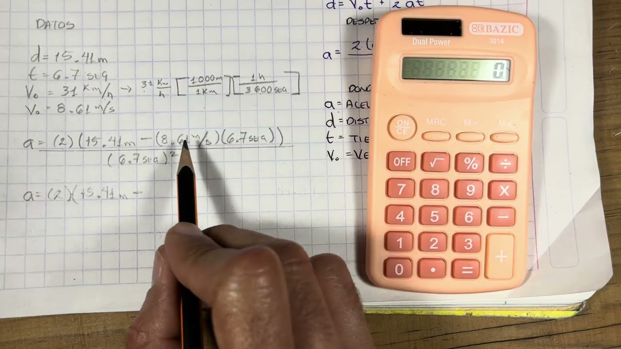 🛑 Desaceleración de un Motociclista: Cálculo Fácil con Calculadora | Explicación Paso a Paso