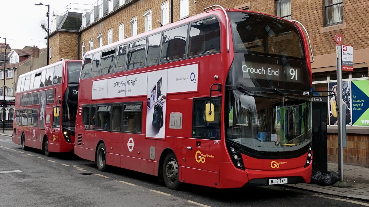 London Bus Route 91 - Trafalgar Square to Crouch End - Subtitles