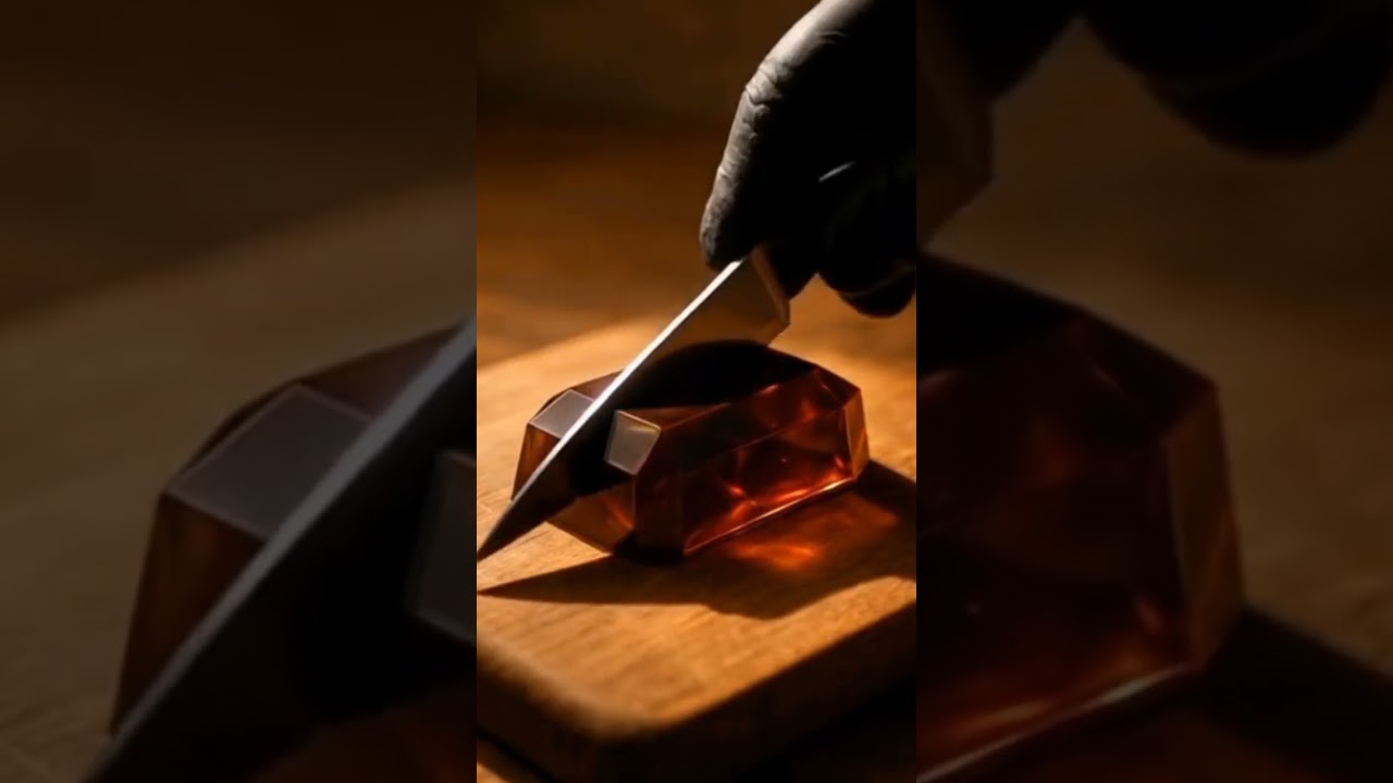 Girl Cutting Chocolate with knife with beautiful sounds [ASMR] So Satisfying Sounds
