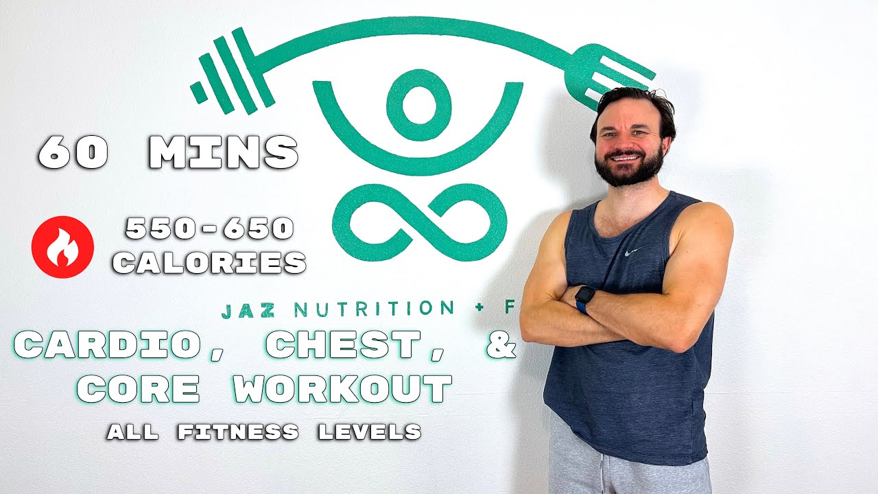 60 Min Cardio, Chest, & Core Workout for All Fitness Levels | Burn Fat | JAZ it Up 294