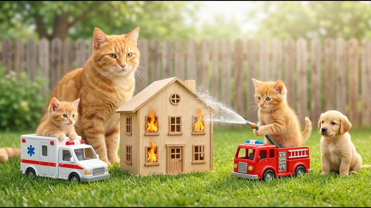 Mama Cat Works in a Flower Shop to Buy Kitten a Fire Truck 🚒🐱🌷