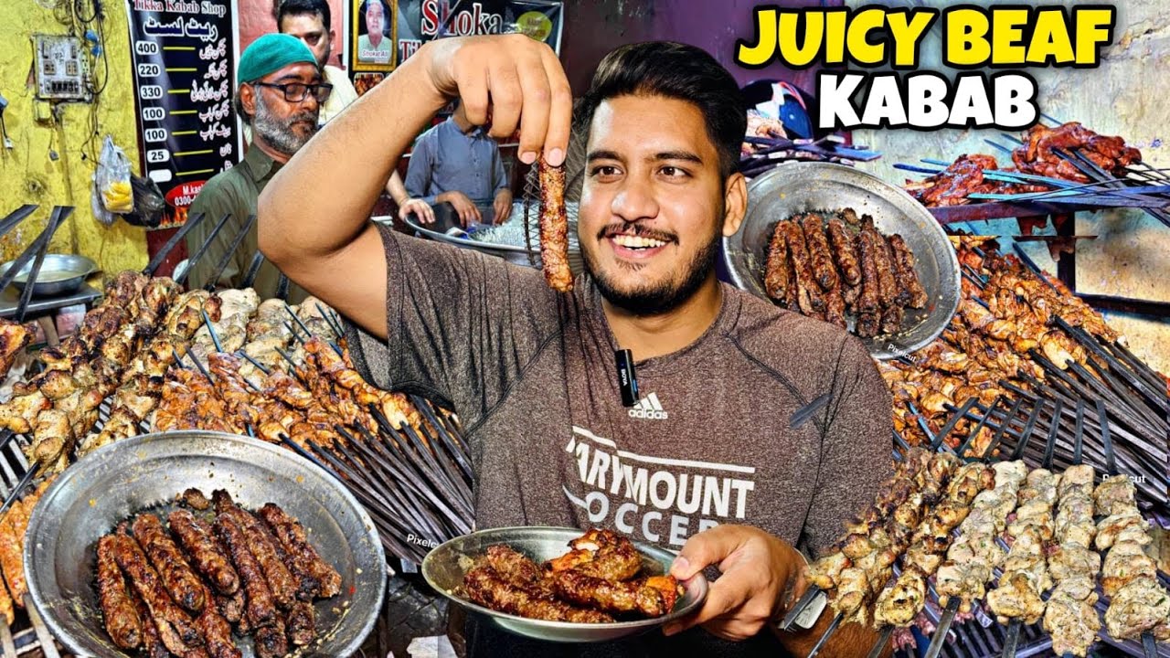 Exploring juicy beaf kabab in Lahore. Shoka tikka kabab. Hidden beaf kabab. New Amal desert Anarkali