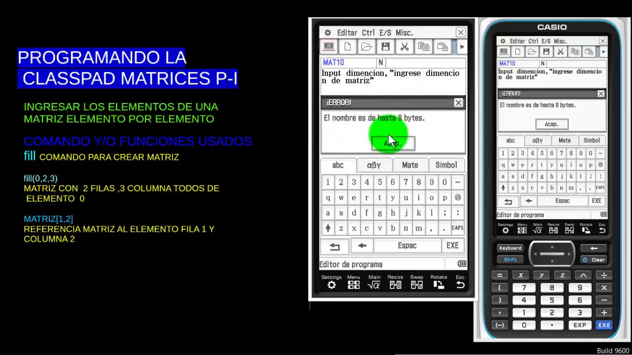 CLASSPAD II PROGRAMANDO MATRICES