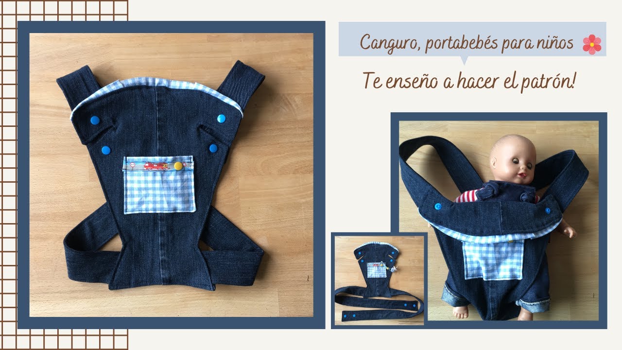 Portabebés / Canguro / Mochila para muñecas, para niños pequeños / Jeans Upcycling