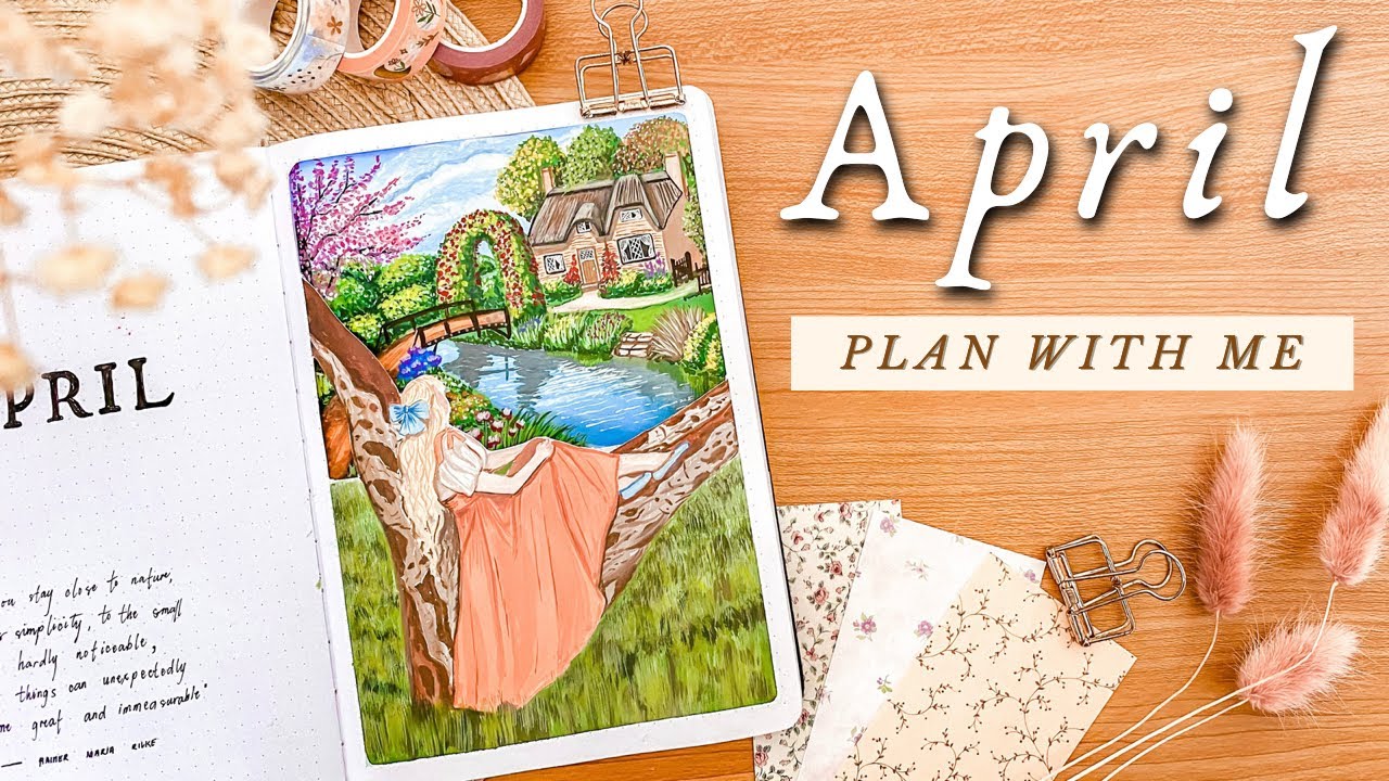 PLAN WITH ME • April Bullet Journal Setup 2022 🏡 Spring Cottagecore Aesthetic Theme