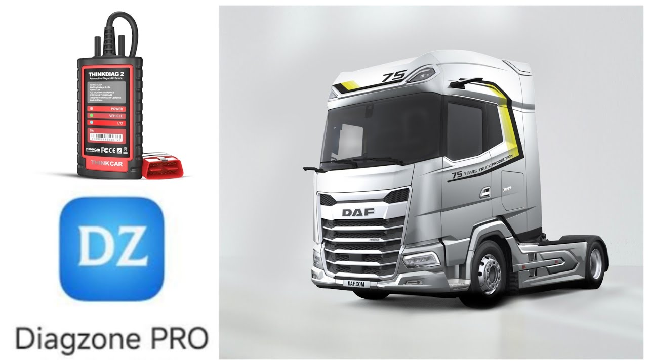DIAGNOSTIC HD TRUCK DAF WITH LAUNCH X431 DIAGZONE PRO THINKDIAG 2 OBD2 SCANNER AND GODIAG 12/24V
