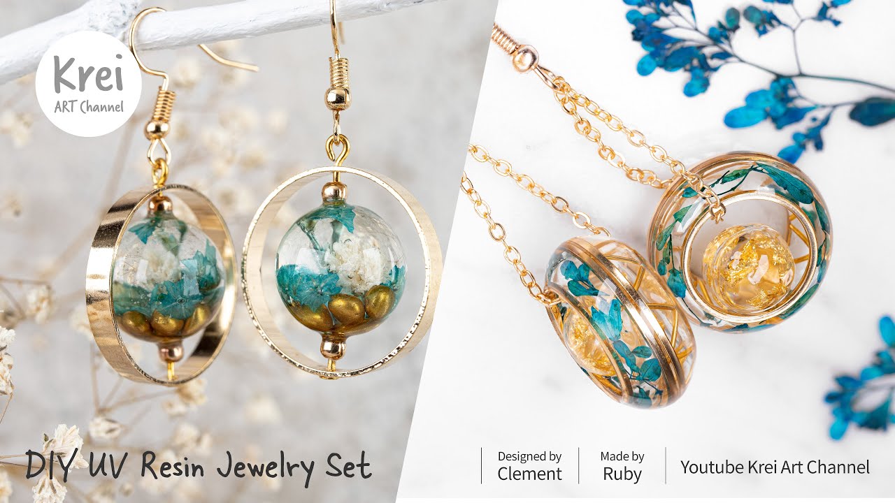 【UVレジン】レイクブルーのドライフラワージュエリーコレクション〜♪ UV Resin-Lake Blue Dried Flower Jewelry collection!!