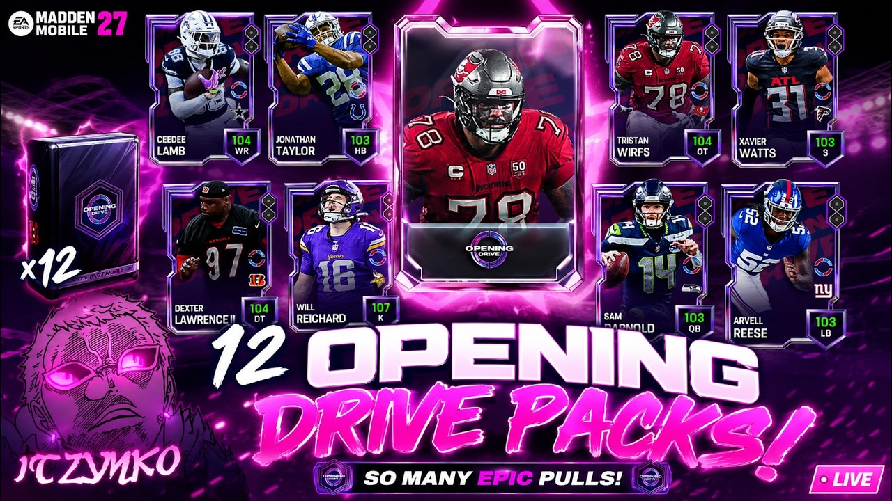 12 OPENING DRIVE PACKS! SO MANY EPIC PLAYERS! MADDEN MOBILE 27