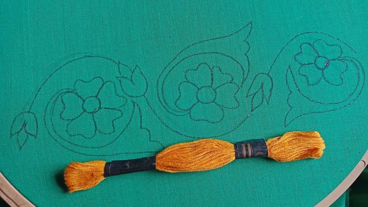 কিভাবে কামিজে ফুলকারি ডিজাইন করবেন-2, Hand Embroidery Latest Border line Phulkari Design Stitch