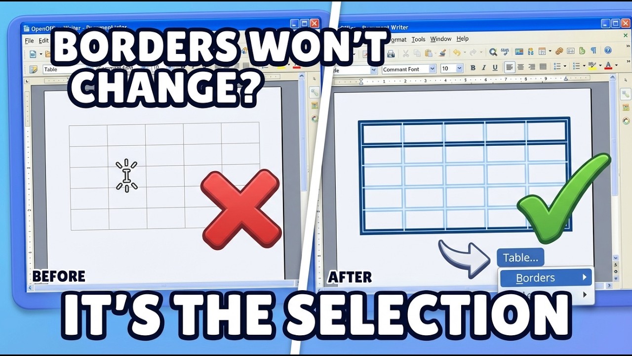 The Border Preview Box Secret #OpenOffice #Writer #Borders #Tables #Tips