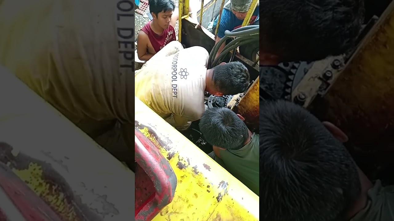 Repair turn table gear w/bearing & center joint & swing motor pump. Boom Truck fuso fighter. Part 7