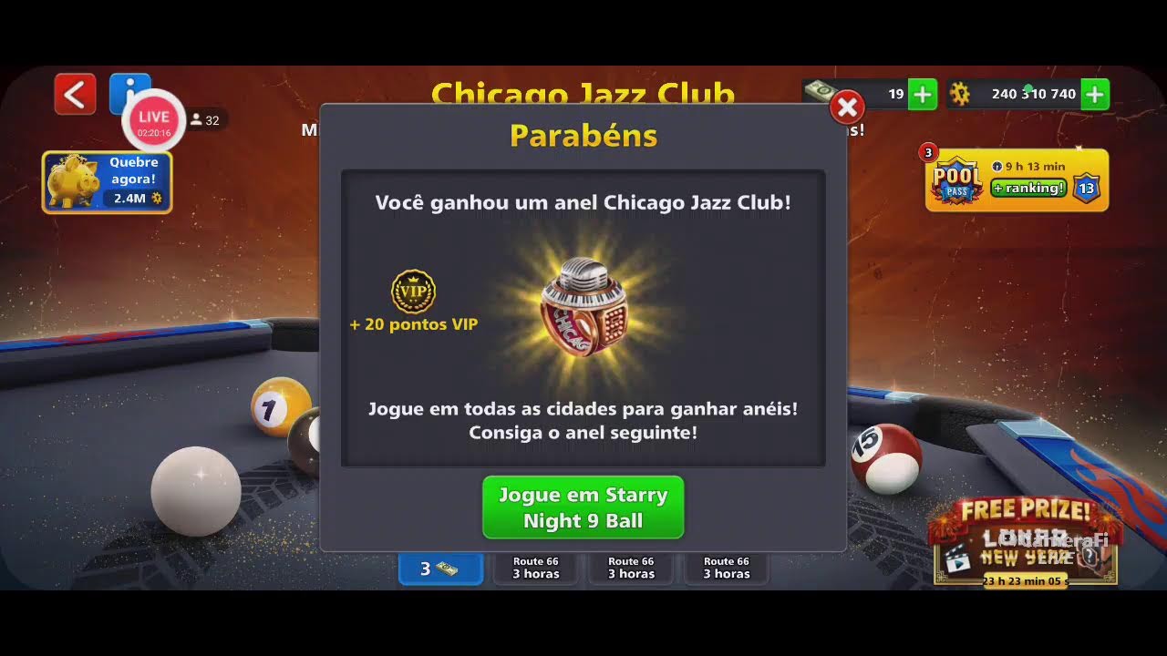 IRANILDO 8 BALL POOL AO VIVO PEGANDO ANEL DE ROMA