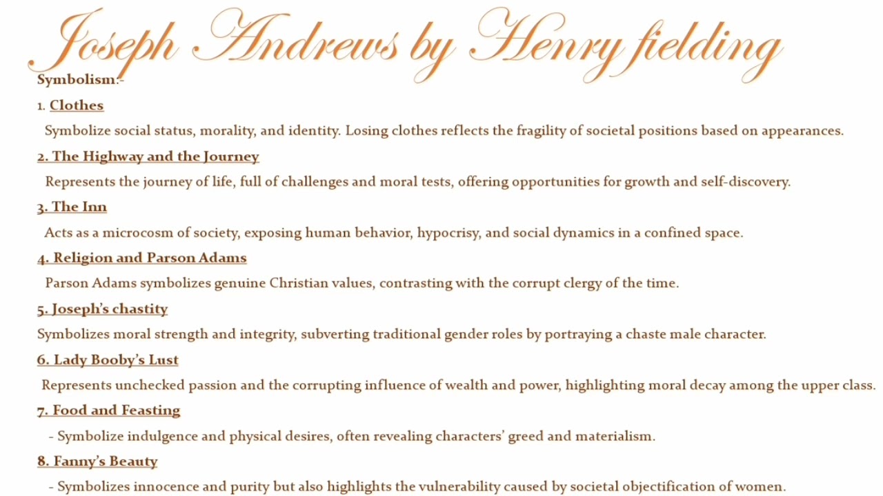 Joseph Andrews by Henry fielding symbols (Urdu / Hindi)