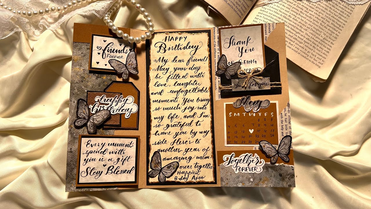 How to make handmade Birthday card || Aesthetic Birthday Card Idea🤎✨