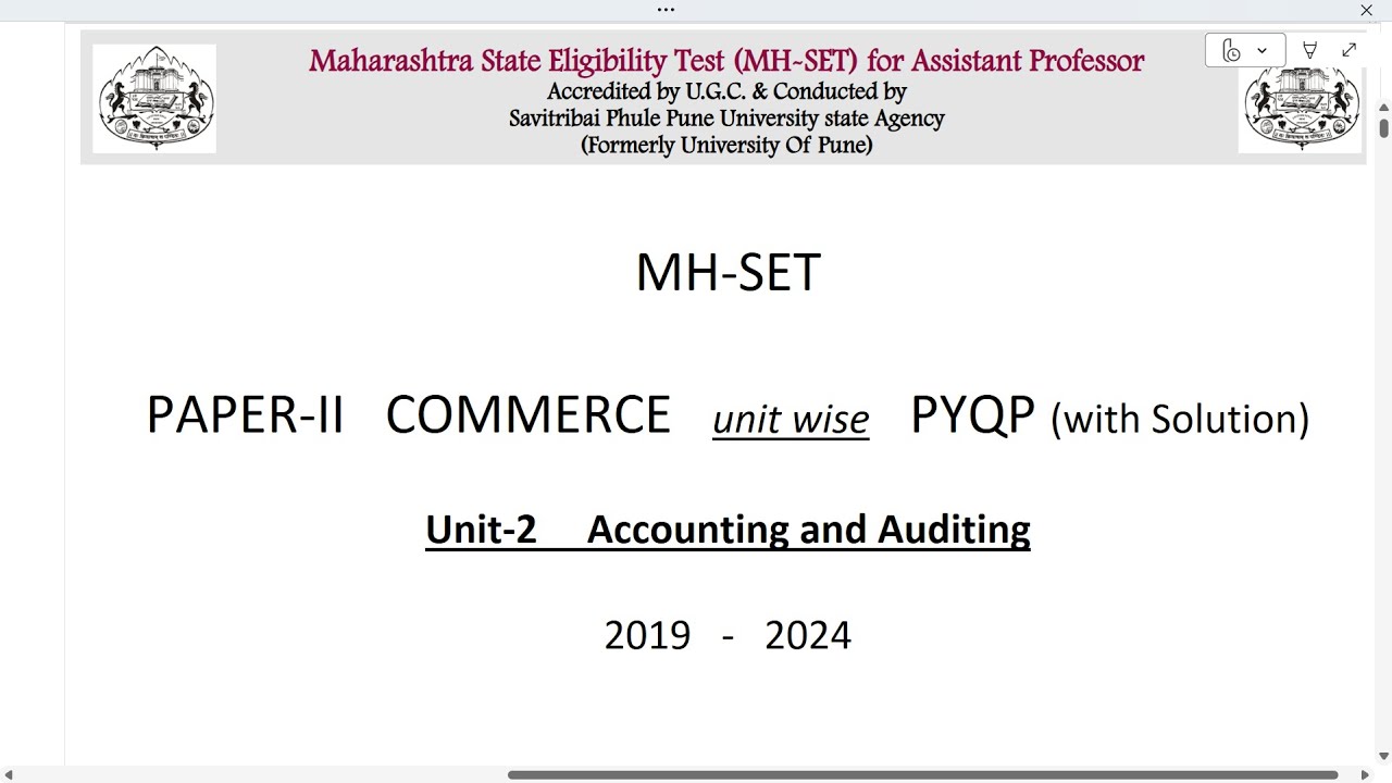 MH-SET Commerce Paper-II Unit 2: Accounting & Auditing PYQPs (2019&ndash;2024) with Solutions