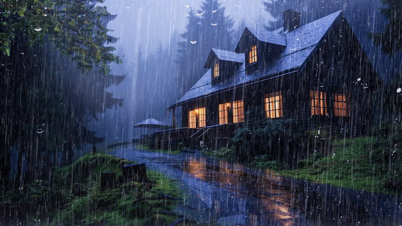Gentle Night RAIN - Rain Sounds For Sleeping - Thunderstorm Sounds, RELAX, Study, ASMR