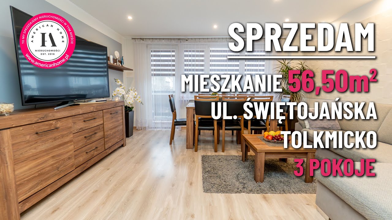 Tolkmicko | ul. Świętojańska56,5 m² po GENERALNYM REMONCIE | 3 pokoje | balkon | 700 m do plaży