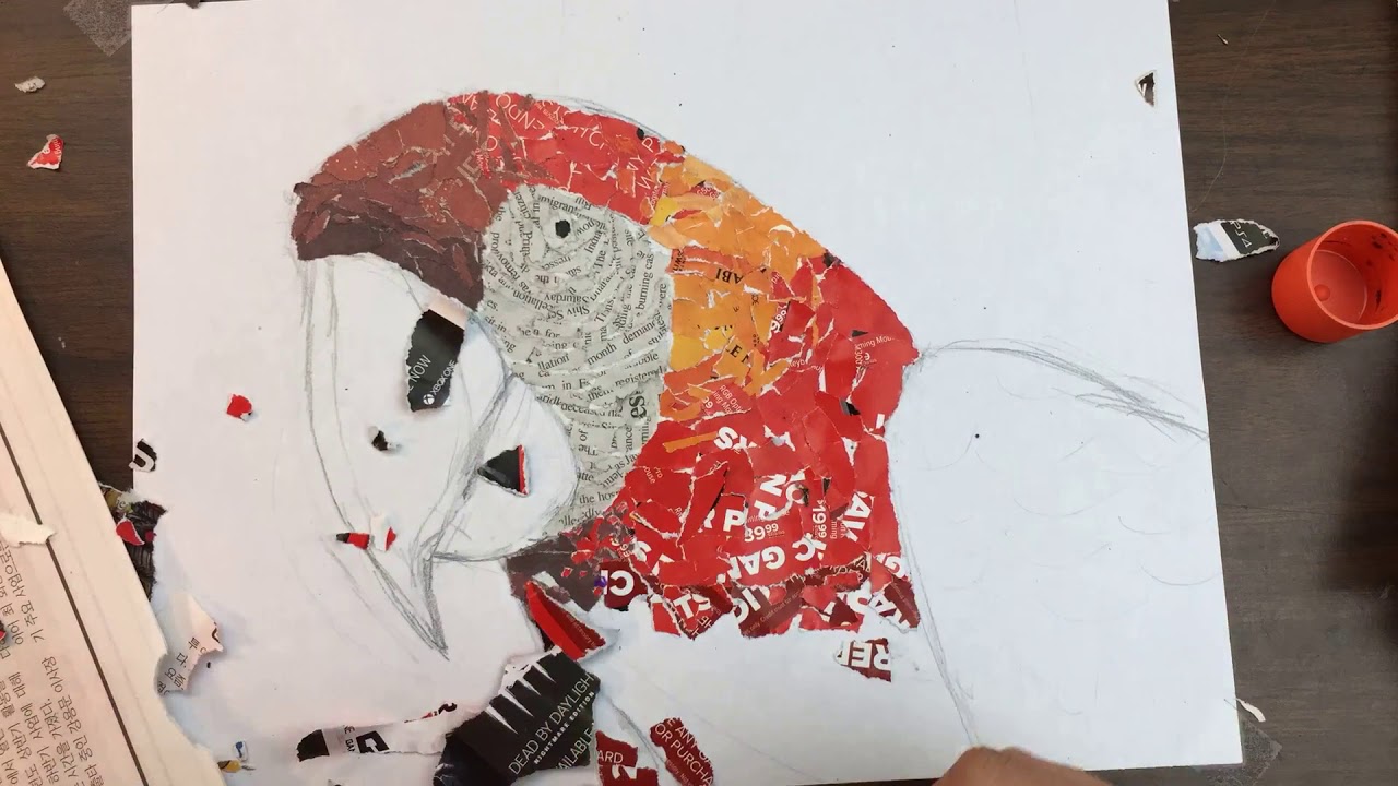 How to make Parrot collage by 12 years old - Tearing art